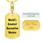 World's Greatest Recreation Worker - Luxury Dog Tag Keychain