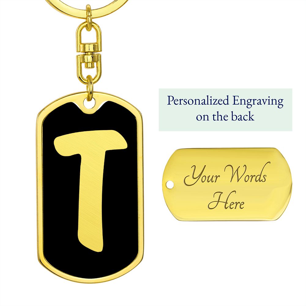 Initial T v2b - Luxury Dog Tag Keychain