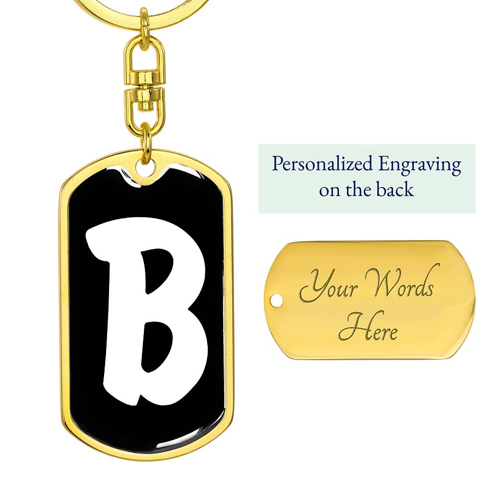 Initial B v3b - Luxury Dog Tag Keychain