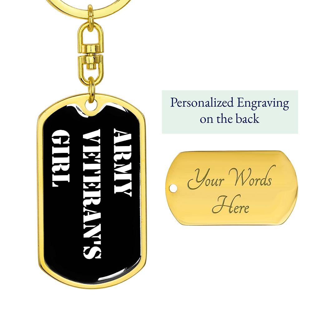 Army Veteran's Girl v3 - Luxury Dog Tag Keychain