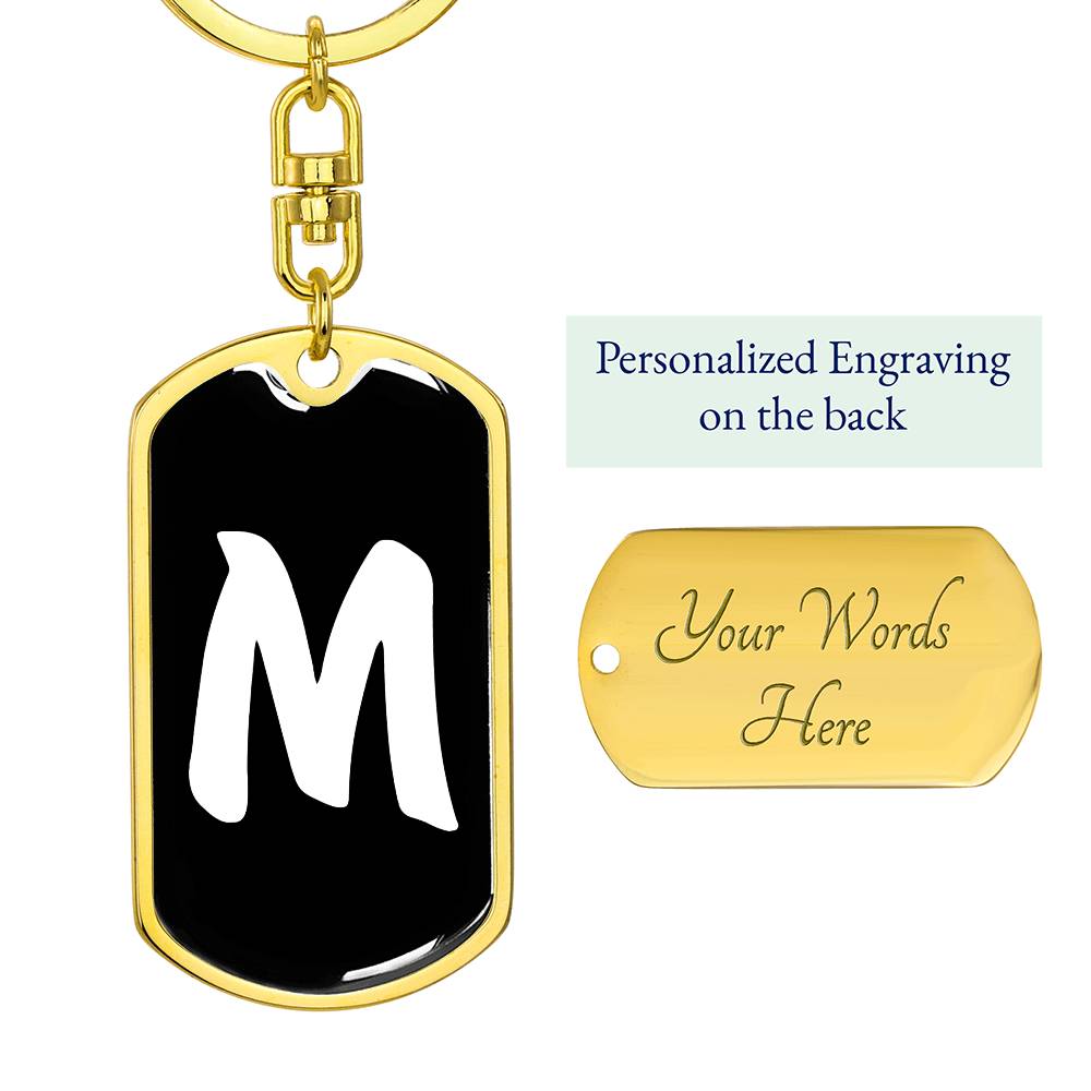 Initial M v3b - Luxury Dog Tag Keychain