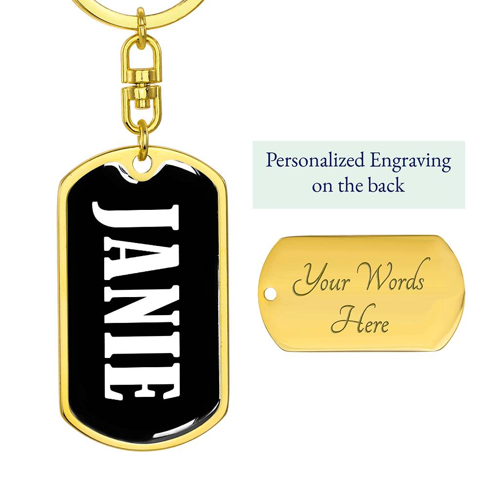 Janie v01w - Luxury Dog Tag Keychain