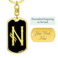 Initial N v001-12 - Luxury Dog Tag Keychain