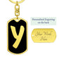 Initial Y v2b - Luxury Dog Tag Keychain