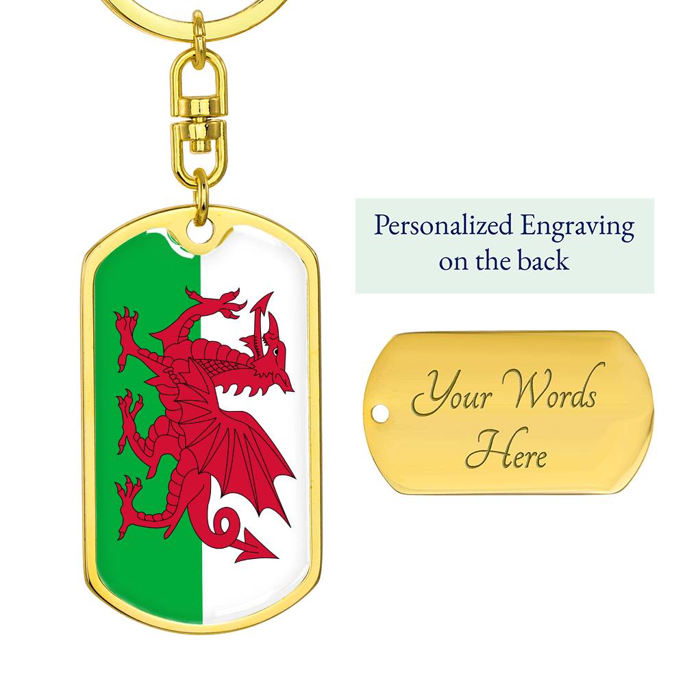 Welsh Flag - Luxury Dog Tag Keychain