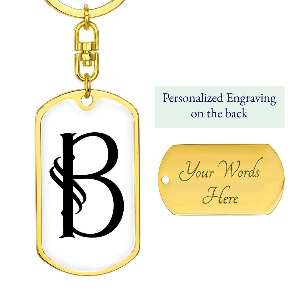 Initial B v001-14 - Luxury Dog Tag Keychain