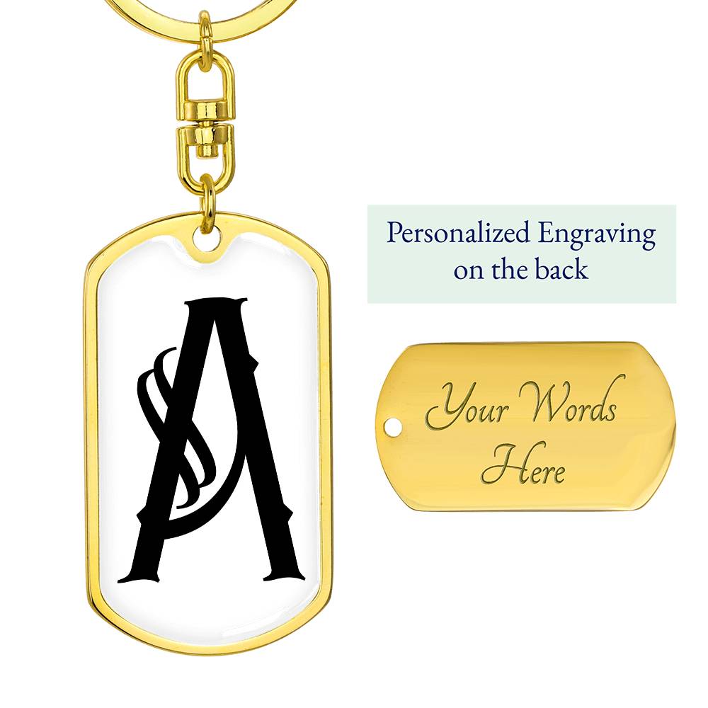 Initial A v001-14 - Luxury Dog Tag Keychain