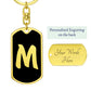 Initial M v2b - Luxury Dog Tag Keychain