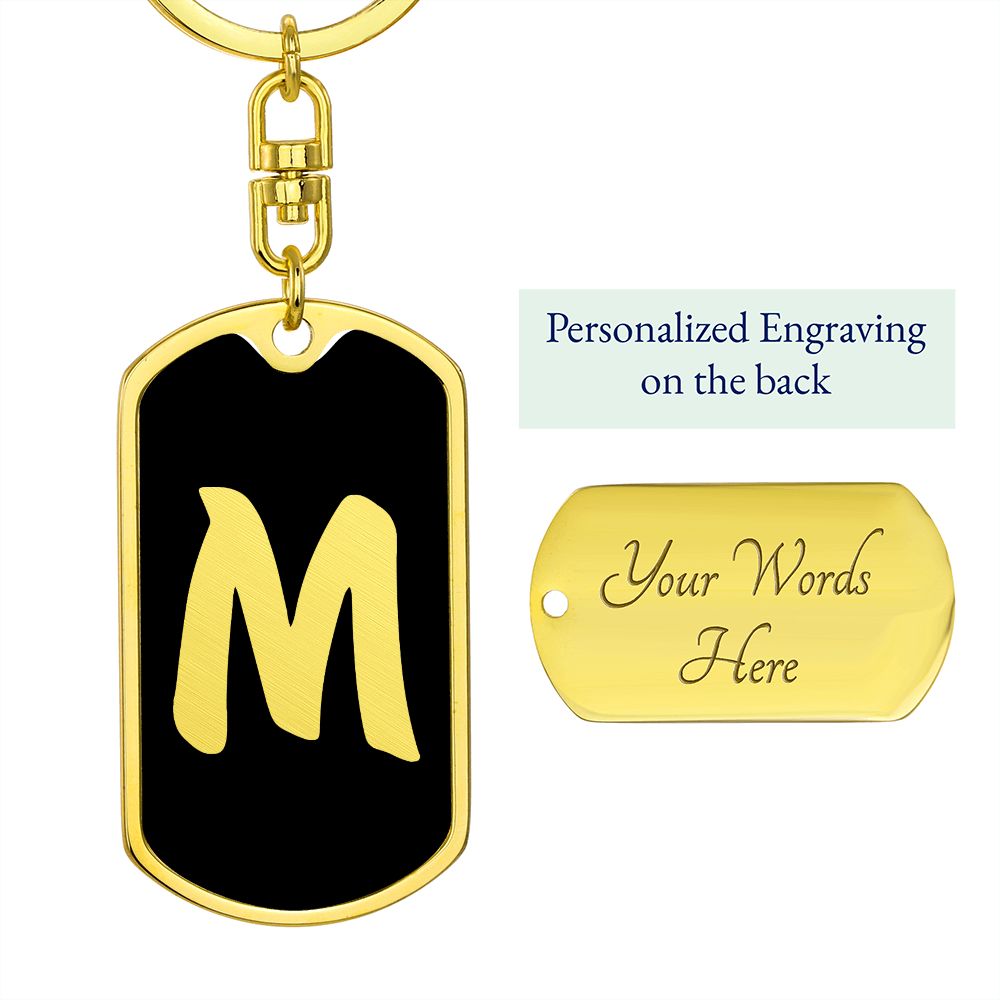 Initial M v2b - Luxury Dog Tag Keychain