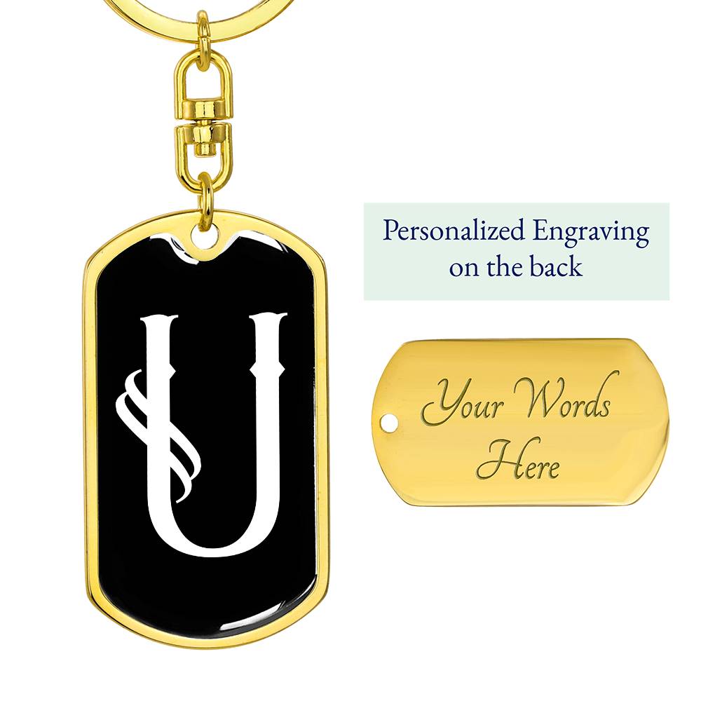 Initial U v001-13 - Luxury Dog Tag Keychain