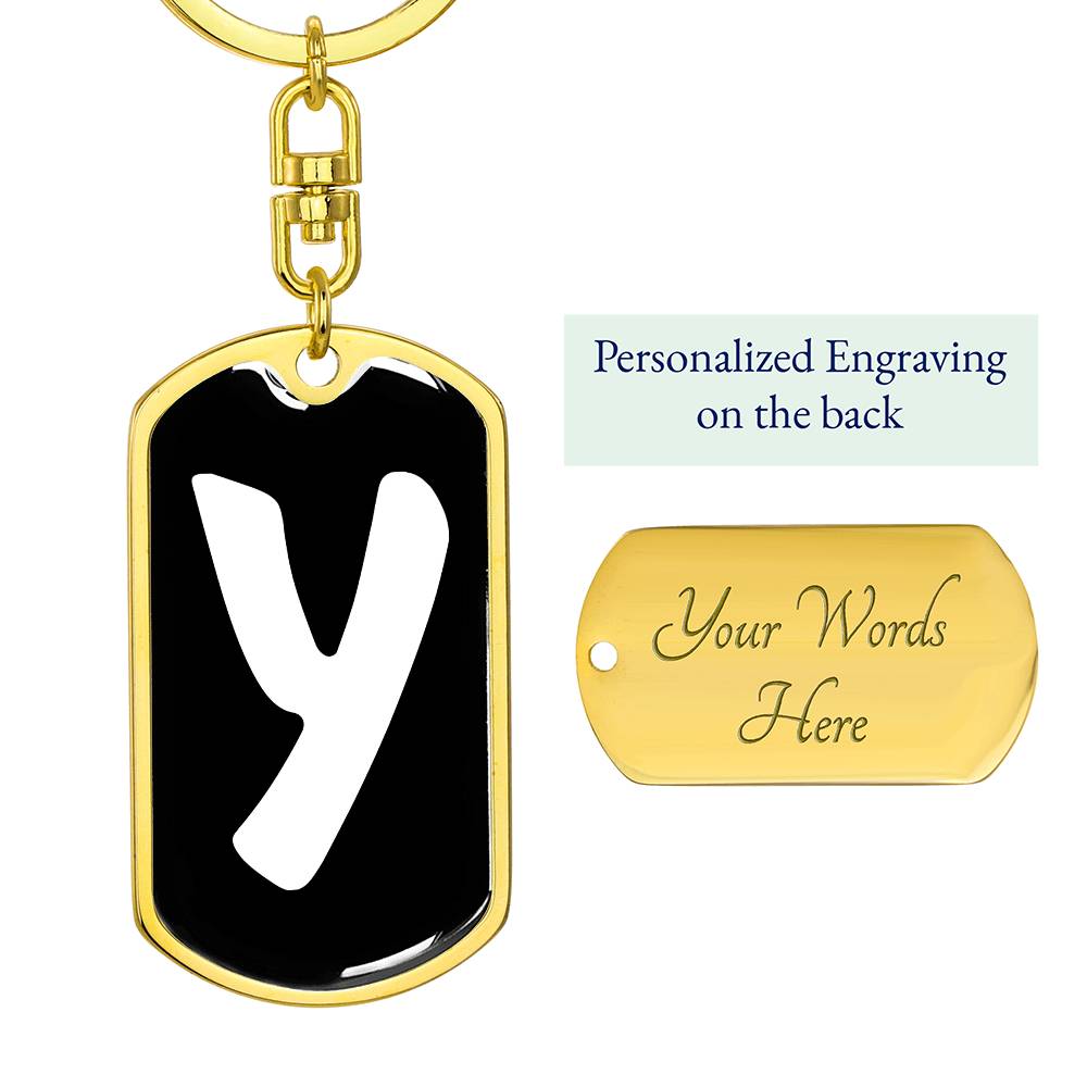 Initial Y v3b - Luxury Dog Tag Keychain