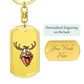 Funny Reindeer Face 10 - Luxury Dog Tag Keychain