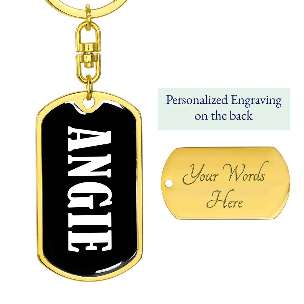 Angie v01w - Luxury Dog Tag Keychain