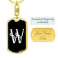 Initial W v001-13 - Luxury Dog Tag Keychain