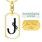 Initial J v001-14 - Luxury Dog Tag Keychain