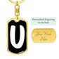 Initial U v3b - Luxury Dog Tag Keychain