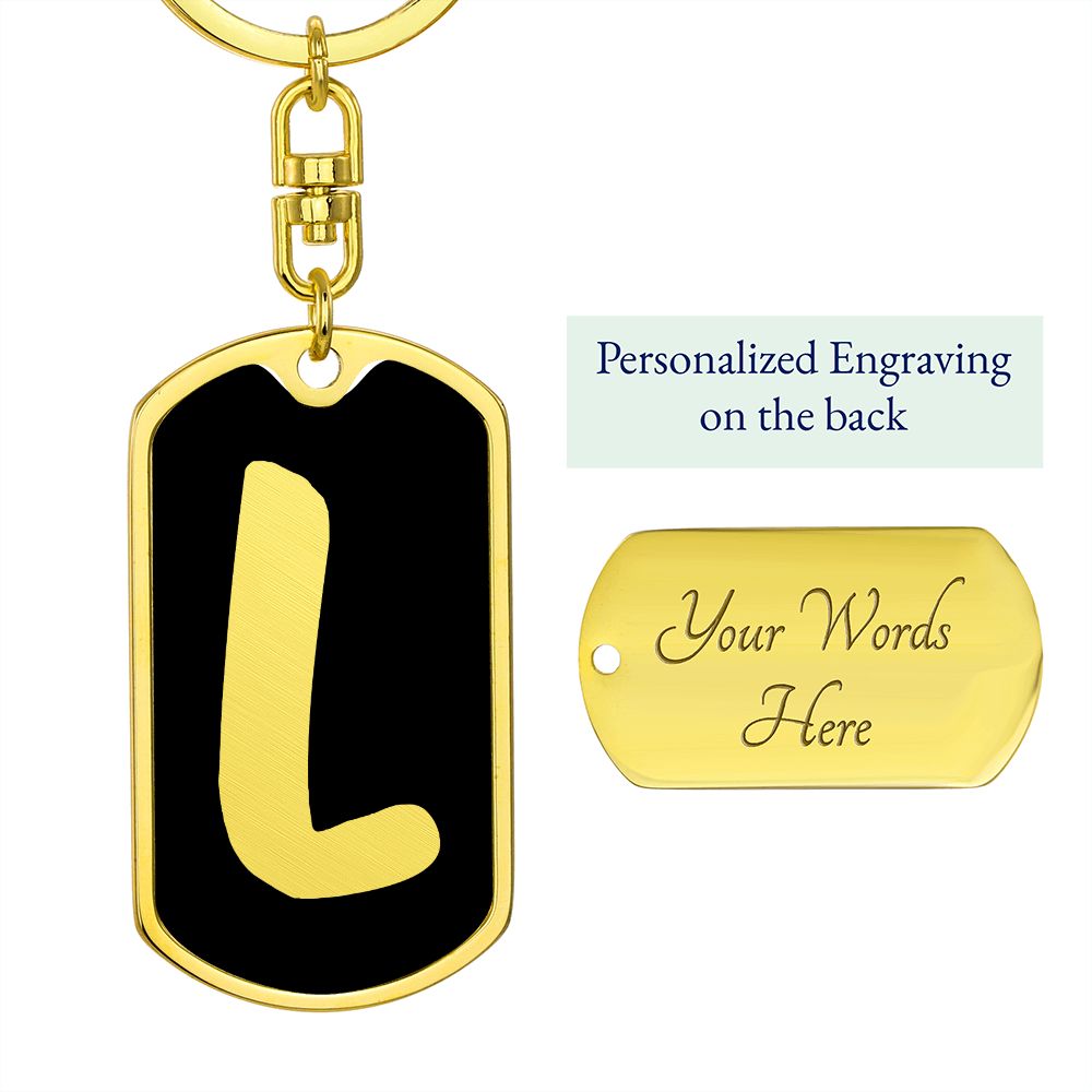 Initial L v2b - Luxury Dog Tag Keychain