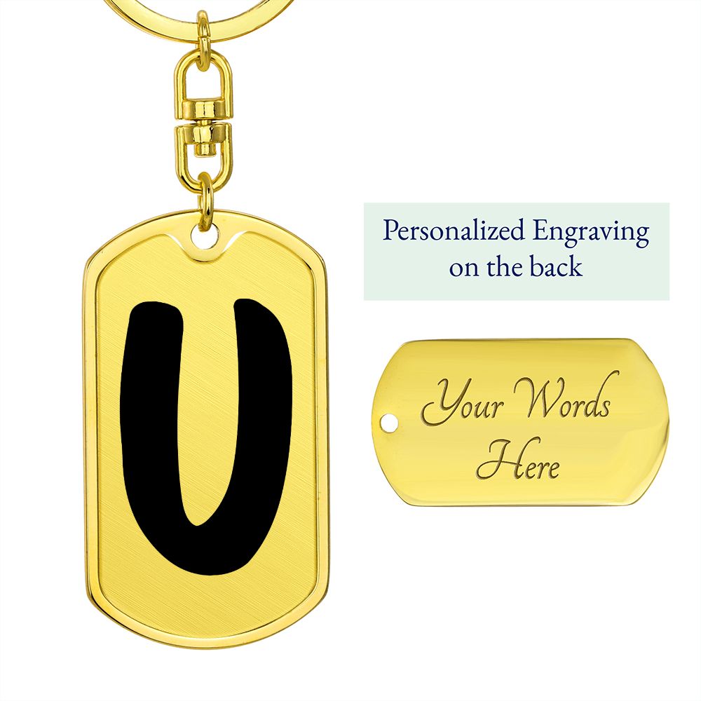 Initial U v1b - Luxury Dog Tag Keychain