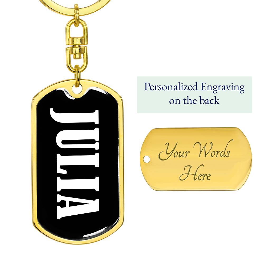 Julia v01w - Luxury Dog Tag Keychain