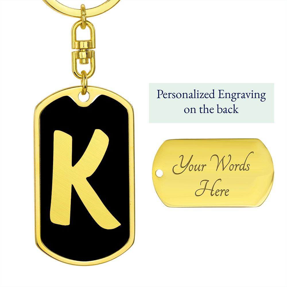 Initial K v2b - Luxury Dog Tag Keychain