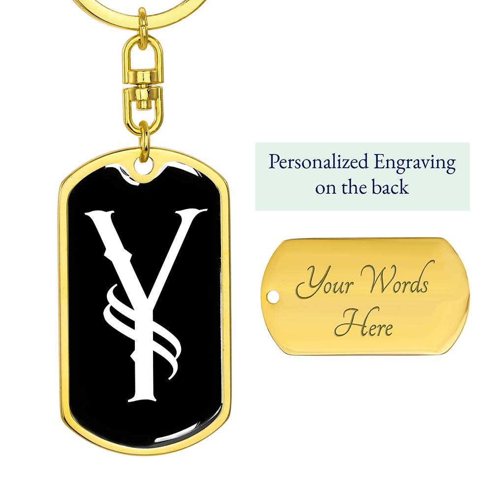 Initial Y v001-13 - Luxury Dog Tag Keychain