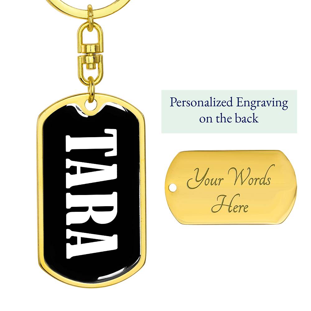 Tara v01w - Luxury Dog Tag Keychain
