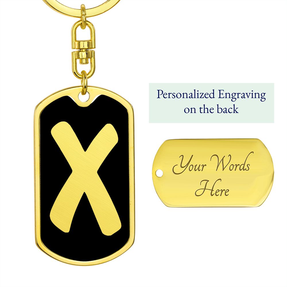 Initial X v2b - Luxury Dog Tag Keychain