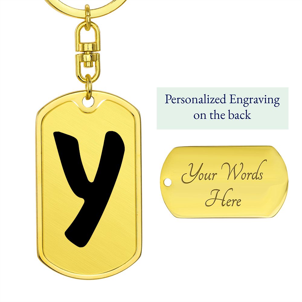 Initial Y v1b - Luxury Dog Tag Keychain
