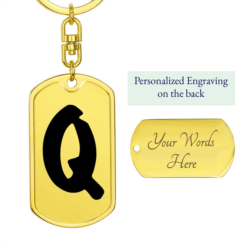 Initial Q v1b - Luxury Dog Tag Keychain