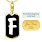 Initial F v3b - Luxury Dog Tag Keychain