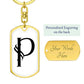 Initial P v001-14 - Luxury Dog Tag Keychain