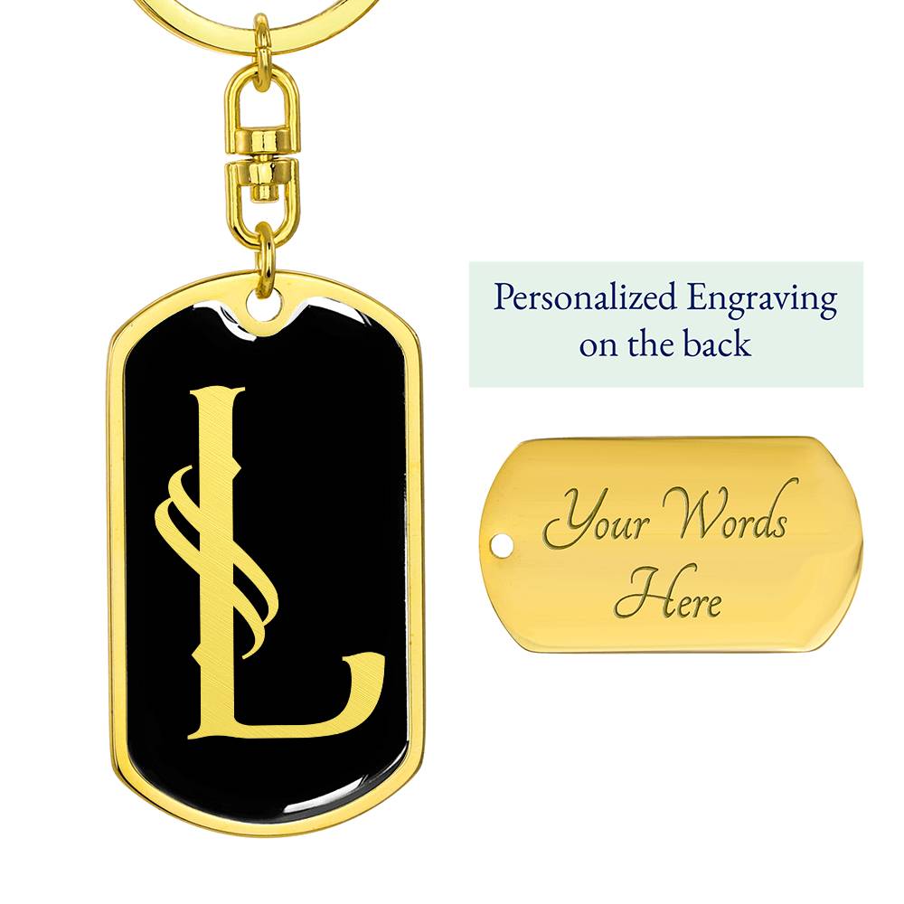 Initial L v001-12 - Luxury Dog Tag Keychain