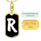 Initial R v3b - Luxury Dog Tag Keychain