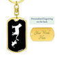 Mama Cat With 1 Kitten v3 - Luxury Dog Tag Keychain