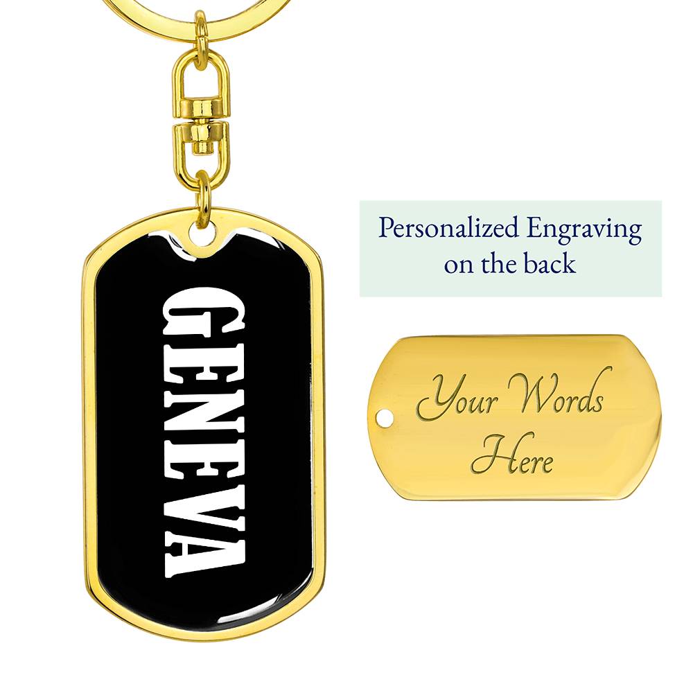 Geneva v01w - Luxury Dog Tag Keychain
