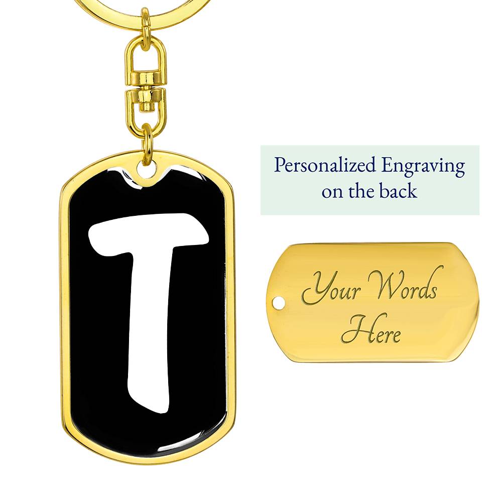 Initial T v3b - Luxury Dog Tag Keychain