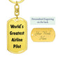 World's Greatest Airline Pilot - Luxury Dog Tag Keychain