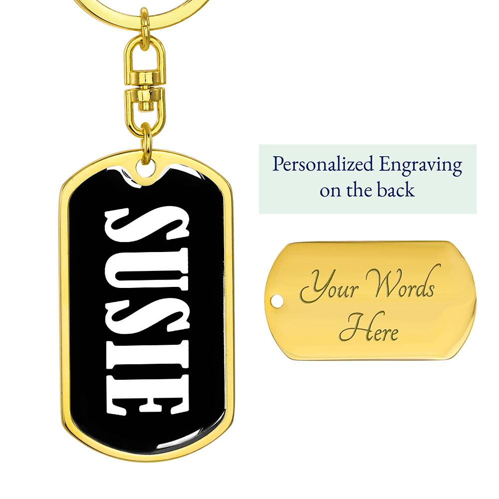 Susie v01w - Luxury Dog Tag Keychain
