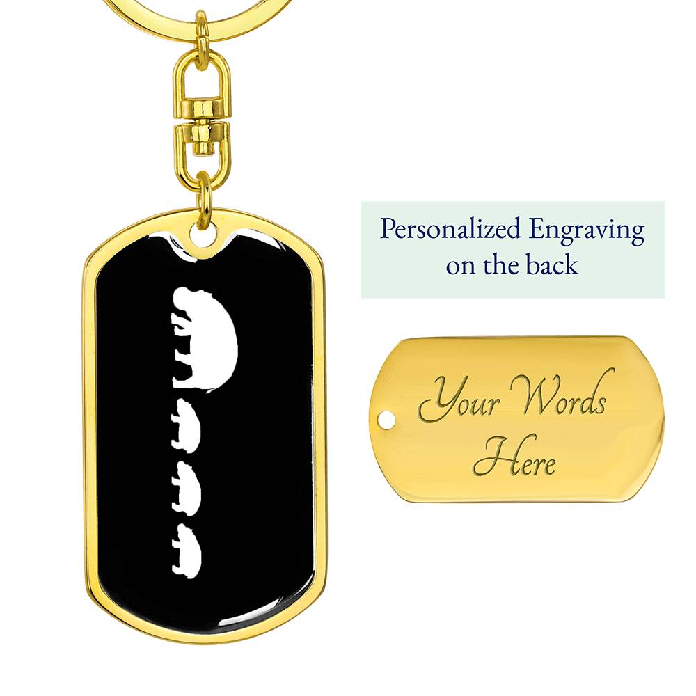Mama Hippo With 3 Calves v3 - Luxury Dog Tag Keychain