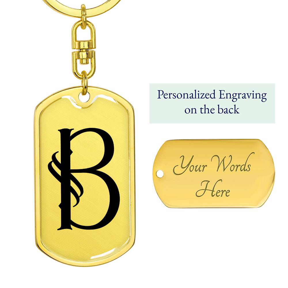 Initial B v001-11 - Luxury Dog Tag Keychain