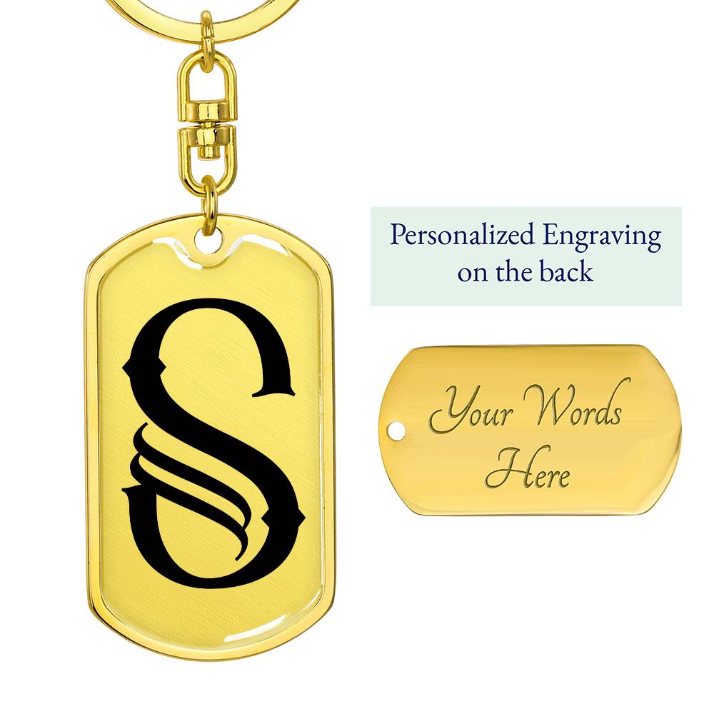 Initial S v001-11 - Luxury Dog Tag Keychain