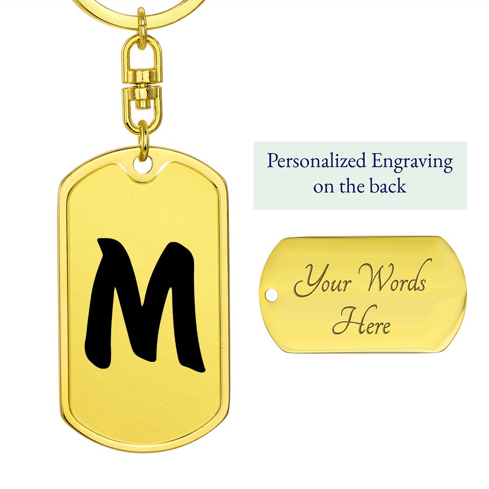 Initial M v1b - Luxury Dog Tag Keychain