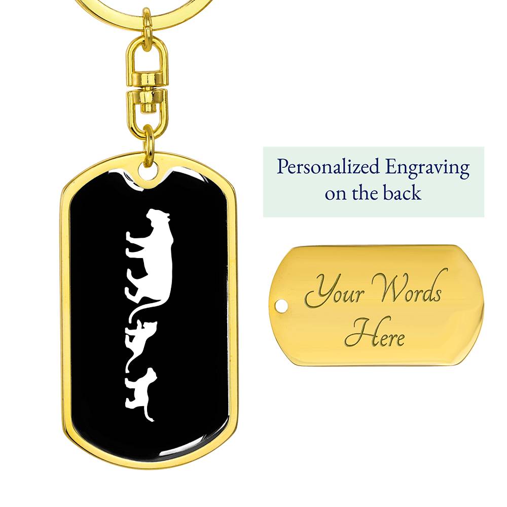 Mama Lioness With 2 Cubs v3 - Luxury Dog Tag Keychain