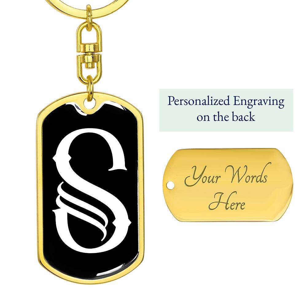 Initial S v001-13 - Luxury Dog Tag Keychain