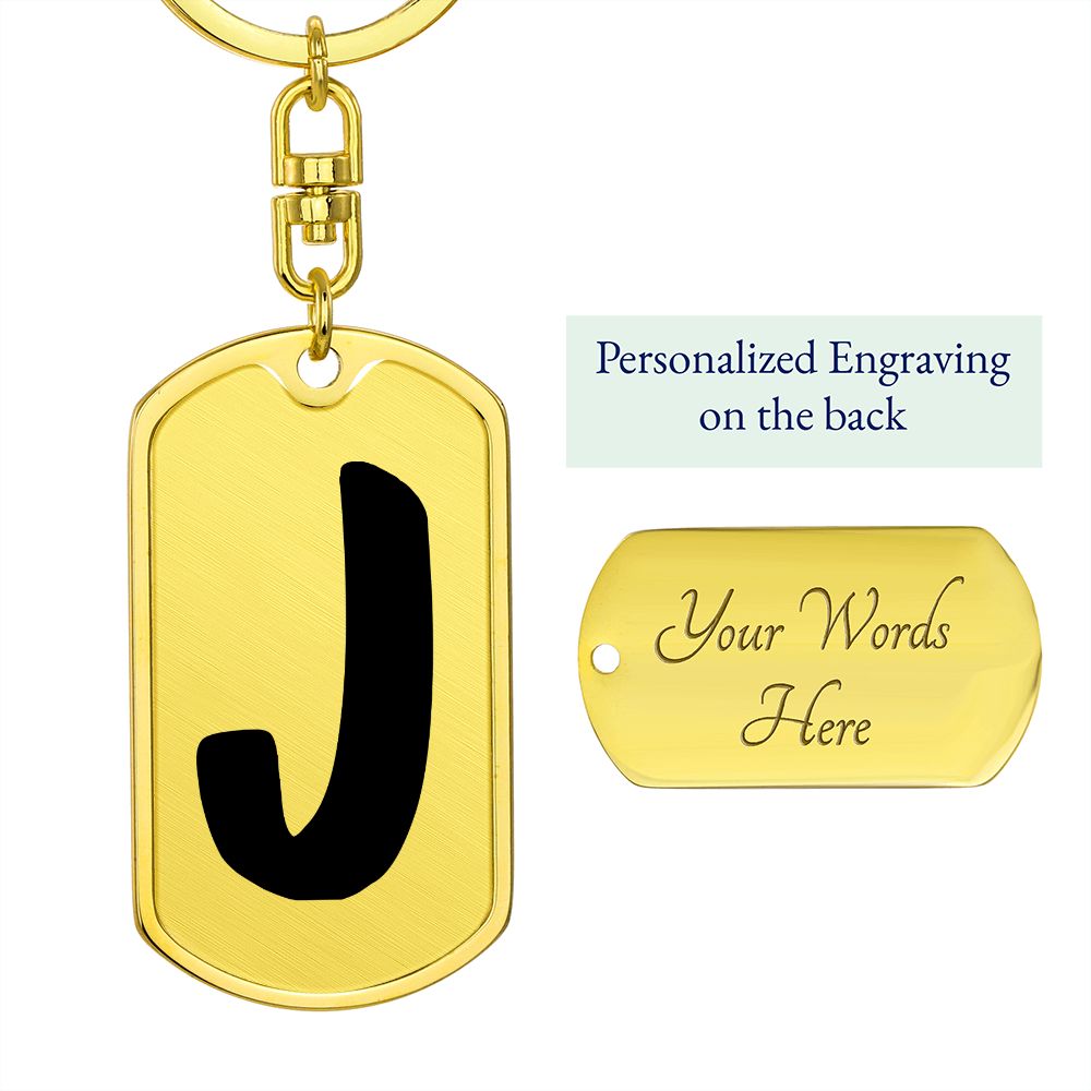 Initial J v1b - Luxury Dog Tag Keychain