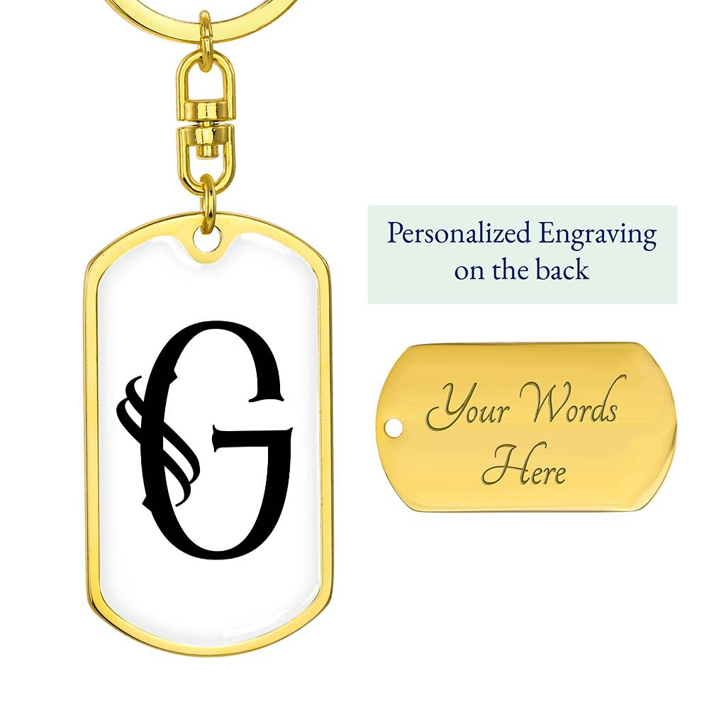 Initial G v001-14 - Luxury Dog Tag Keychain