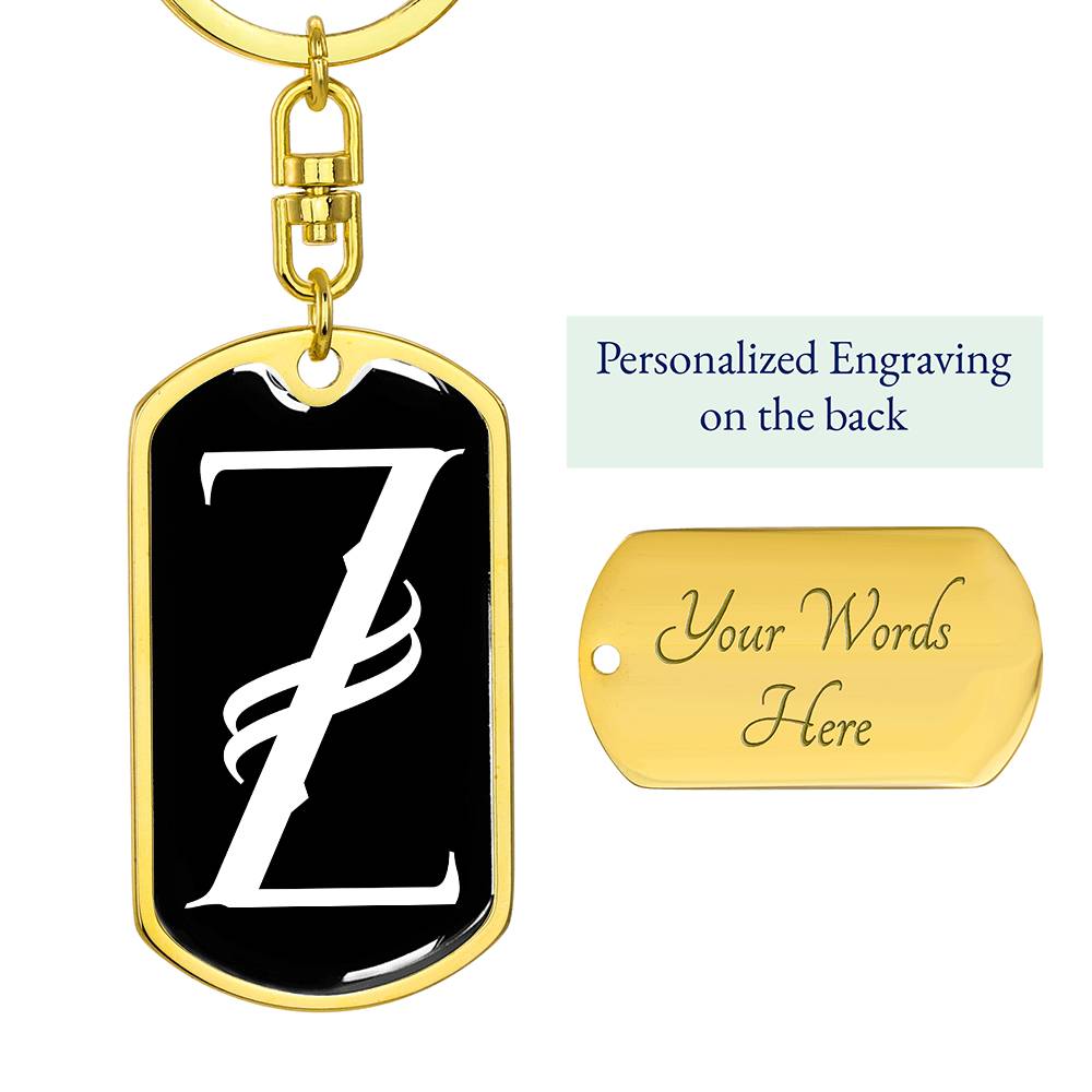 Initial Z v001-13 - Luxury Dog Tag Keychain