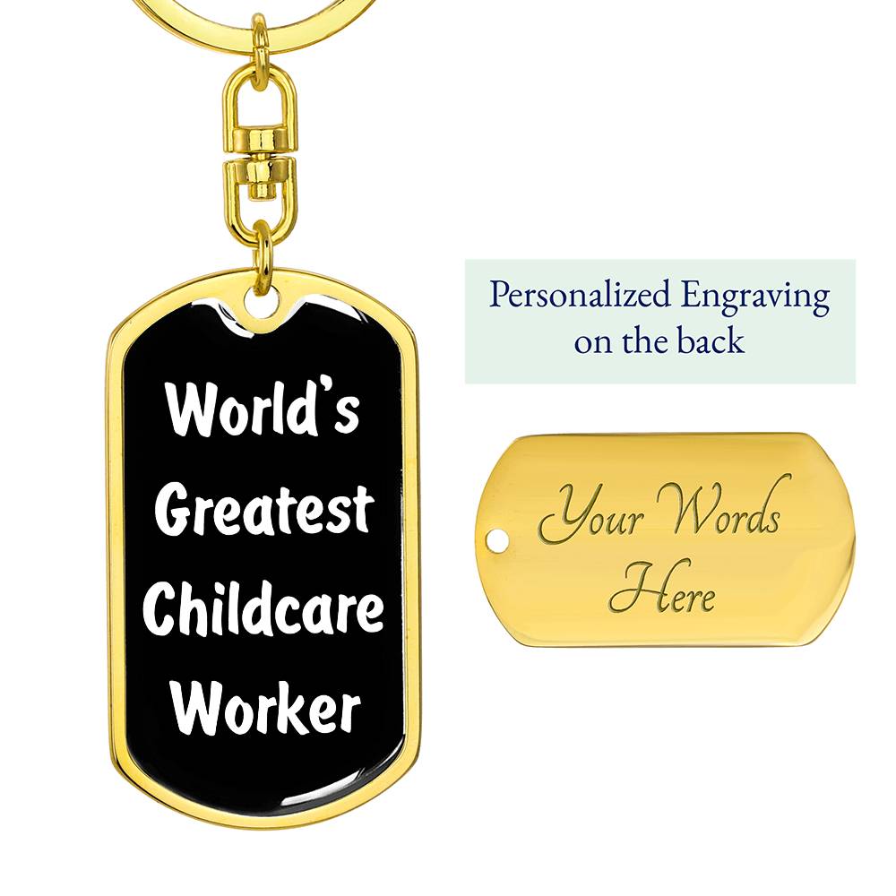 World's Greatest Childcare Worker v3 - Luxury Dog Tag Keychain