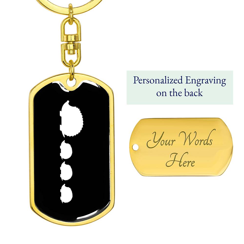 Mama Hedgehog With 3 Hoglets v3 - Luxury Dog Tag Keychain