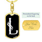 Initial L v001-13 - Luxury Dog Tag Keychain